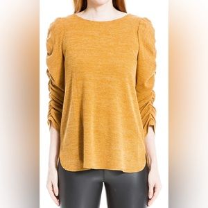 🎉 *3 for 25* Max Studio Women's Texture Rouched Sleeve Top - Mustard - Size L